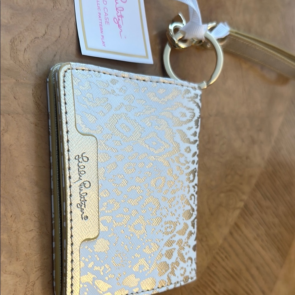 Lilly Pulitzer Gold and White Key Card Holder